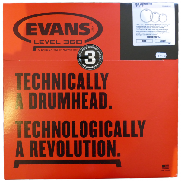Evans-EC2S-Clear-Rock-Three-Pack Drum Heads