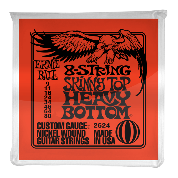 Ernie Ball 8 String Skinny Top Heavy Bottom Electric Guitar Strings 9-80
