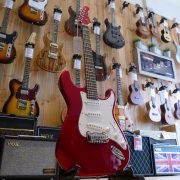 G&L Tribute Legacy, Candy Apple Red, White Scratchplate