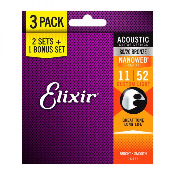 Elixir E16538 80-20 Bronze Acoustic 11-52