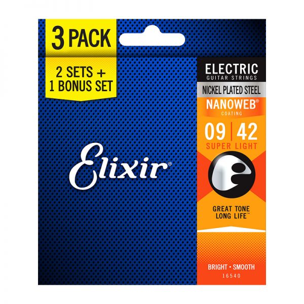 Elixir E16540 3 Pack Electric 09-42