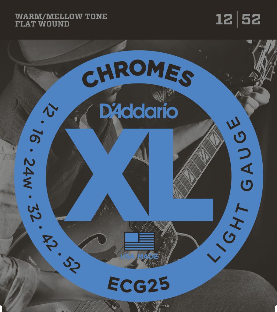 D Addario ECG25 Chromes Flat Wound Electric Guitar Strings Light