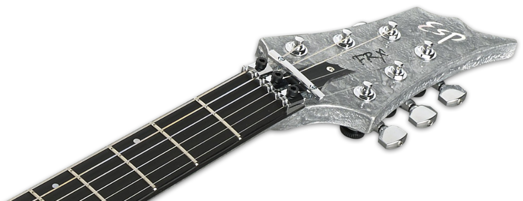 ESP Original FRX Liquid Metal Silver Headstock