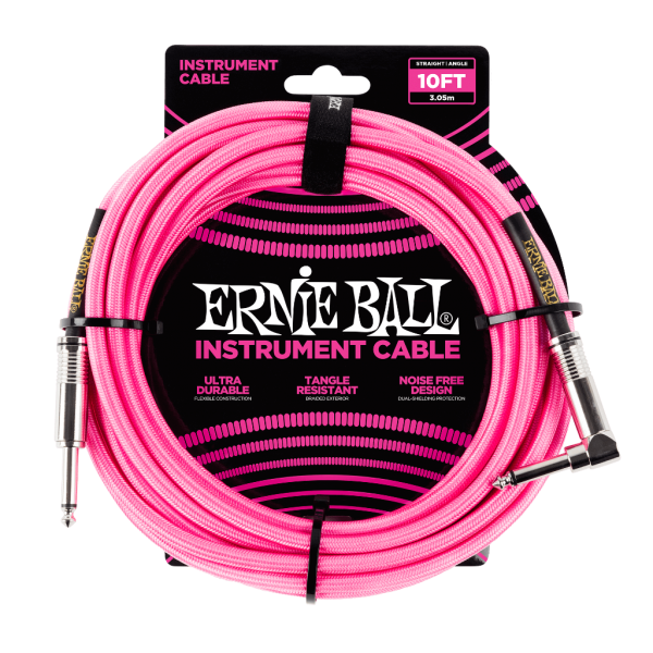 Ernie Ball Instrument Cable 10ft Neon Pink P06078