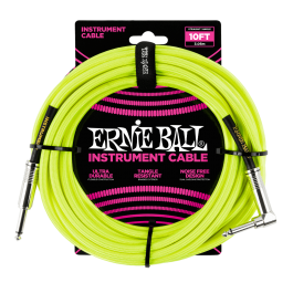 Ernie Ball Instrument Cable 10ft Neon Yellow P06080