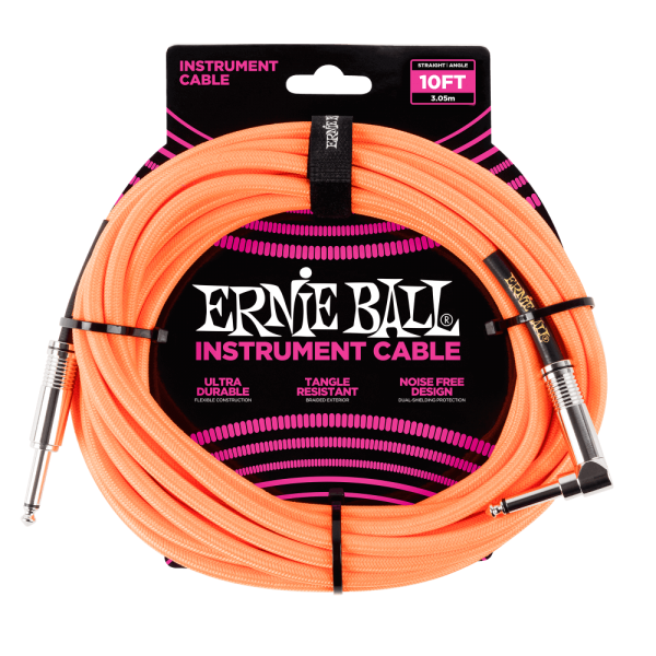 Ernie Ball Instrument Cable 10ft Neon Orange P06079