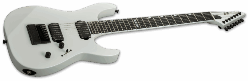 ESP E-II M-II 7B Baritone Evertune Pearl White Angle