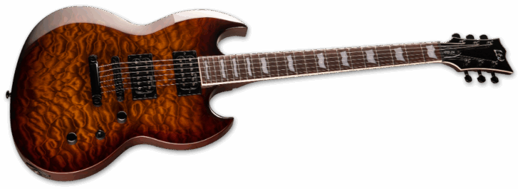 ESP Ltd VIPER-256 Dark Brown Sunburst Angle