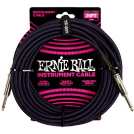 Ernie Ball 25ft Braided Straight Straight Instrument Cable Purple Black (1)