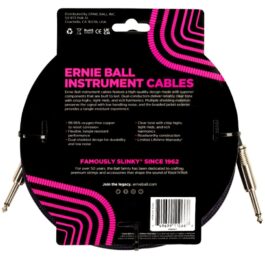 Ernie Ball 25ft Braided Straight Straight Instrument Cable Purple Black (2)